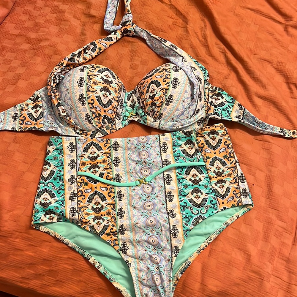 Funky Print Two Piece Bathing Suit